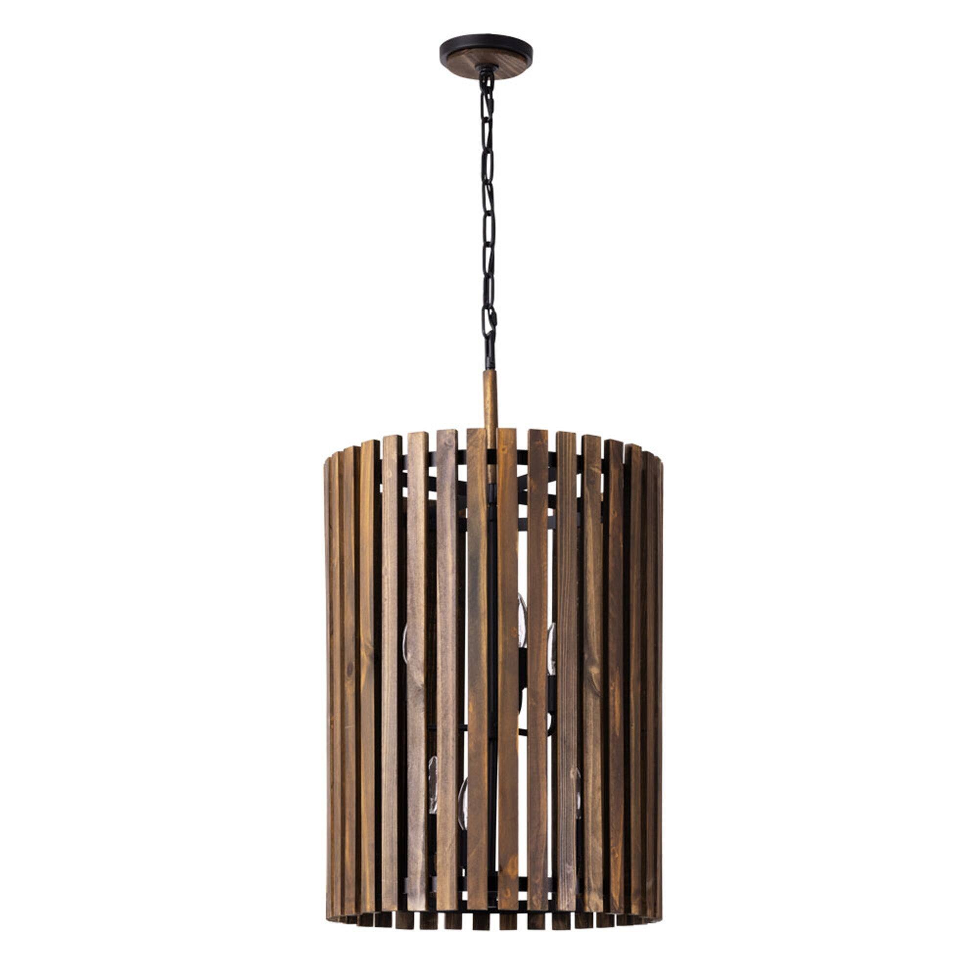 Suratto 6-Light 18" Diameter Wood Slat Foyer Pendant - N/A - Bed Bath ...